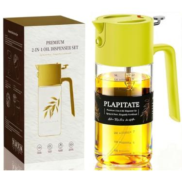 Imagem de PLAPITATE Pulverizador de azeite de oliva premium de 500 ml para cozinhar, frasco dispensador de azeite de oliva 2 em 1 para utensílios de cozinha, frasco de spray com controle de porção para salada