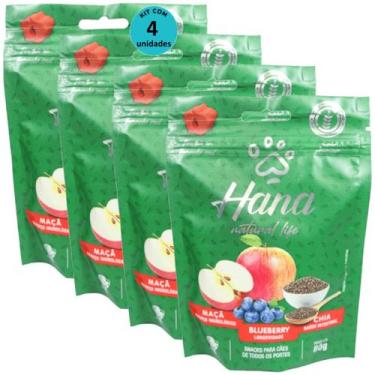 Imagem de Hana Natural Life Maçã Blueberry Chia 80g Snacks Para Cães Adultos Kit