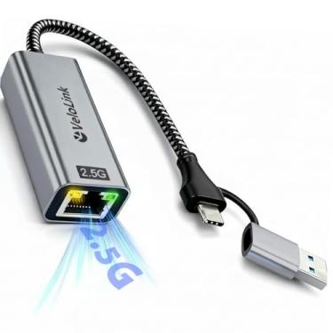 Imagem de Adaptador USB para Ethernet, USB para RJ45 para Nintendo Switch 2 ou 1, adaptador Gigabit para USB A ou USB C, rede LAN de 2,5 GB para laptop, MacBook, Chromebook, Surface, desktop, PC e mais