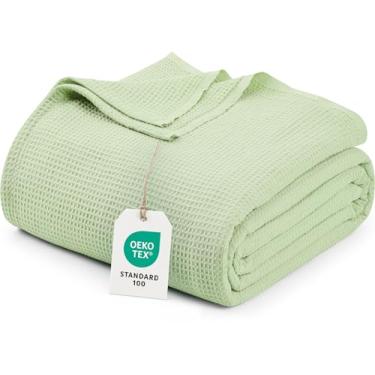 Imagem de Utopia Bedding Cobertor de waffle verde sálvia [Queen - 227 x 237 cm] Cobertor de cama macio leve e respirável de mistura de algodão para todas as estações, mantas de luxo para cama, sofá e sofá