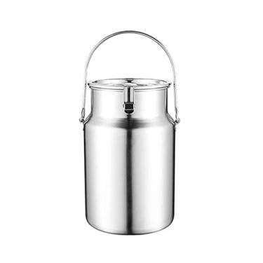 Imagem de uhyOHF Balde de leite de aço inoxidável, fermentador, lata de leite de aço inoxidável com alça, jarro para balde de leite com tampa selada, barril de fermentação de leite portátil, 10 L (3 L