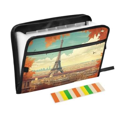 Imagem de Wassud Torre Eiffel no outono (2) 13 bolsos organizador de arquivos sanfonado pastas de arquivos expansíveis com abas e adesivos, organizador de pastas de documentos de recibo de papel tamanho carta