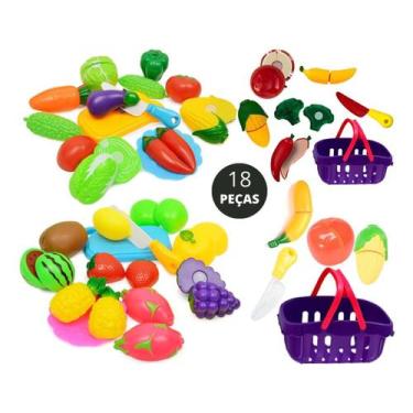 Imagem de Kit Infantil Brinquedo Cozinha Comidinha Frutas E Legumes Feirinha Hor