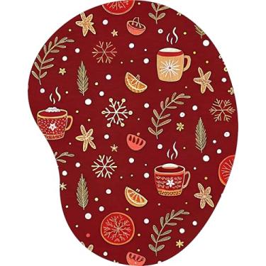 Imagem de Mouse Pad Ergonômico Gota Arte Estampado Floral Natal Vinho