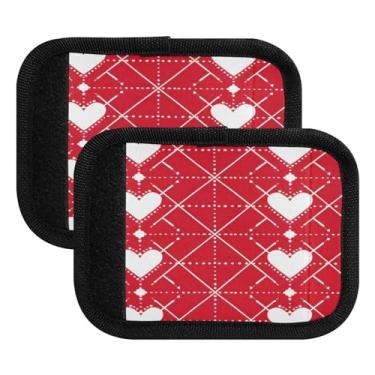 Imagem de Qilmy Red Love Buffalo Xadrez Alça de Bagagem Embalagem com 4 Identificadores de Bagagem Identificadores de Bagagem Capa de Punho Conforto para Carrinho de Viagem Bolsa Mala de Viagem de Avião