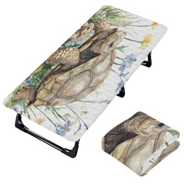 Imagem de Burbuja Lençol de berço de tartaruga em aquarela para crianças, lençol de cochilo acolchoado portátil com faixa elástica para meninas e meninos, lavável na máquina, 63,5 x 127 cm