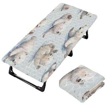 Imagem de Burbuja Lençol de berço de urso de neve para crianças, lençol de cochilo acolchoado portátil com faixa elástica para meninas e meninos, lavável na máquina, 63,5 x 127 cm