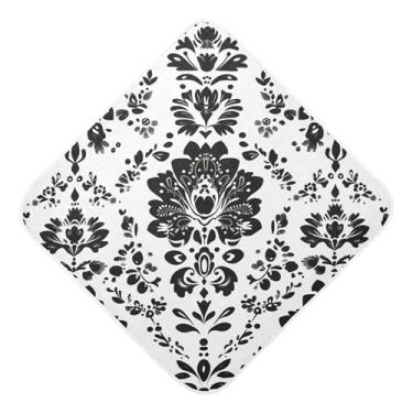 Imagem de Burbuja Toalha de banho de bebê com ornamentos folclóricos poloneses - Toalha com capuz de musselina macia e absorvente para recém-nascidos e bebês, 89 x 89 cm