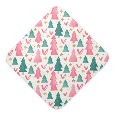 Imagem de Burbuja Toalha de banho de árvore de Natal para bebês - Toalha com capuz de musselina macia e absorvente para recém-nascidos, 89 x 89 cm