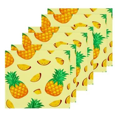 Imagem de Burbuja Toalhas de banho de algodão abacaxi, pacote com 6, toalhas de rosto altamente macias e absorventes para banheiro, mão, cozinha, academia, limpeza, 30 x 30 cm