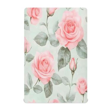 Imagem de STAYTOP Lençóis de berço vintage rosa para meninos e meninas, lençol com elástico para berço padrão e colchão infantil, lençol de microfibra supermacia 99 × 69 × 5 cm