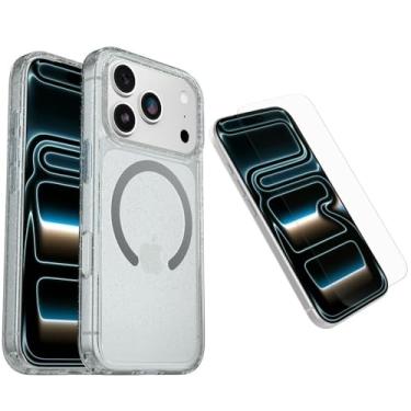 Imagem de OtterBox Pacote para iPhone 17 Pro (apenas): Symmetry Clear Series + capa e protetor de tela, Stardust (transparente/glitter) encaixa no MagSafe, ultra-elegante, bordas elevadas protegem a câmera e a
