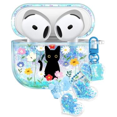 Imagem de Joyleop Capa protetora de silicone rígido para Airpods 4 para Airpods 4ª geração 2024 capa protetora de silicone rígido para Airpods 4ª geração 2024 capa com Keychian