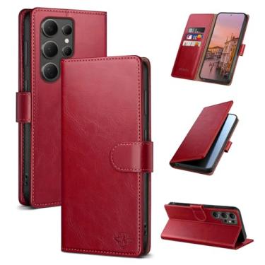 Imagem de SUANDUCK Capa carteira para Samsung Galaxy S24 Ultra Magnetic Flip Leather Folio Cover com suporte para cartão de crédito com bloqueio RFID, capa protetora para celular feminina e masculina compatível