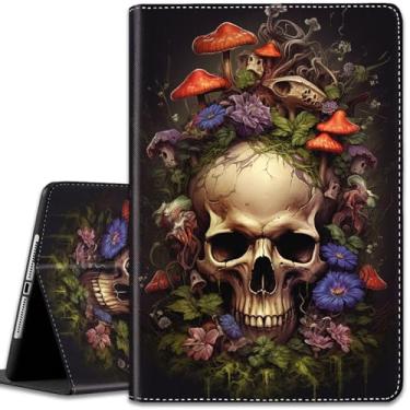 Imagem de Capa para iPad (A16) 11ª geração 11 polegadas 2025 / iPad 10ª geração 10,9 polegadas 2022, capa fina com suporte inteligente multi-ângulo com função hibernar/despertar automática, caveira de cogumelo
