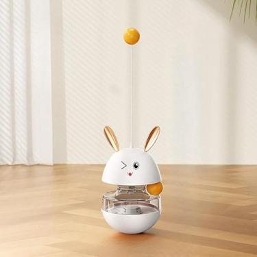 Imagem de Brinquedo Comedouro Interativo para Gatos – Dispensador de Ração com Design Transparente, Alimentação Lenta e Anti-Tédio(BRANCO)