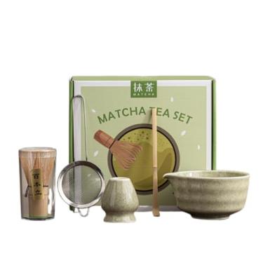 Imagem de Conjunto de Matcha no Estilo Japonês Tigela Cerâmica -peças para Colher Chá Baibenli Ferramenta Pedido da Dinastia Song Batedor Bambu Suporte Cernidor Kit Preparo Cerimônias Tradicionais Iniciantes e