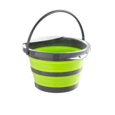 Imagem de Balde Retrátil Dobrável Multiuso Redondo com Alça 4 Litros, Plástico e TPR, Portátil, Compacto, Cores Sortidas