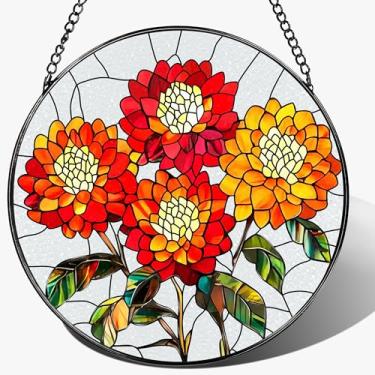 Imagem de Pendurado em vitral, enfeite de captador de sol de flor de nascimento de 20 cm, apanhadores de sol para portas de janelas, decoração de casa e Natal, Dia das Mães, aniversário, presente para mulheres