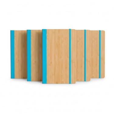 Imagem de Caderno de Anotações com Capa em Fibra de Bambu, Elástico Colorido, 80 Folhas Pautadas, 20,6x13x1,6cm, Sustentável, Disponível (5, Azul)