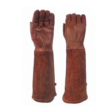 Imagem de Luocute Luvas de Jardinagem Longas, Luvas de Poda de Rosas à Prova de Espinhos de Couro de Vaca para Homens e Mulheres, Couro de Pele de Carneiro Respirável Com Design Flexível para (M)