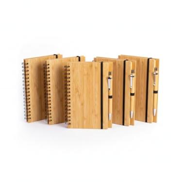 Imagem de Caderno Ecológico de Bambu com Caneta, Espiral, 70 Folhas Pautadas, 18x13,5cm, Capa Rígida com Elástico, Kit Escritório Sustentável (5)