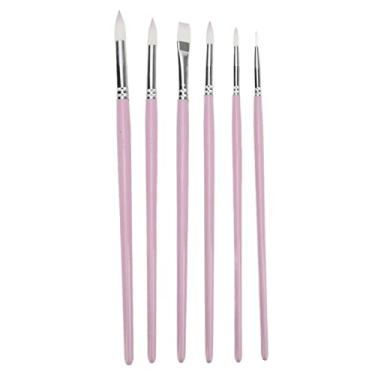 Imagem de SIWOTED 6 unidades de pincéis aquarela multifuncional, fácil limpeza, ampla aplicação, material premium, conjunto de pincéis duráveis (Cor de hibisco)