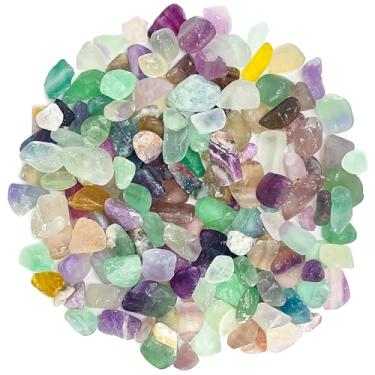 Imagem de Cristais de fluorita natural de 0,7 kg a granel, lascas de pedra rolada de 0,9 a 1,3 cm para cascalho de aquário de peixes, enchimento de vasos, artesanato DIY, garrafas e decoração de vasos de