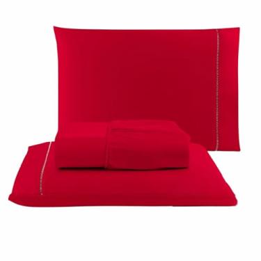 Imagem de Kit Lençol Cama Casal Queen King Solteiro 03 Peças (1, VERMELHO, QUEEN)