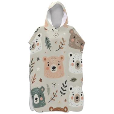 Imagem de Joisal Lindo urso bege poncho de surfe trocador para toalha de natação com capuz Adul Plus Size Ponchos femininos com capuz