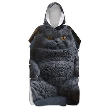 Imagem de TSENQUE Poncho de surf trocador para adultos toalha de praia com capuz estampa plus size cinza vívido cinza poncho masculino com capuz