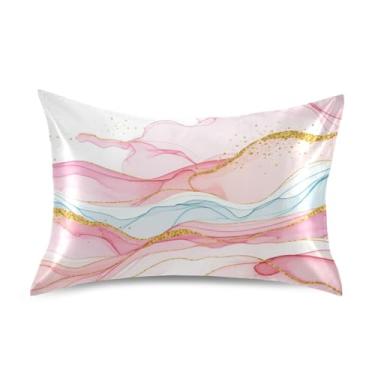 Imagem de Fronhas legais arte pastel rosa dourado cetim padrão king queen fronha refrescante cama macia fronha queen size 76.2 cm x 50.8 cm