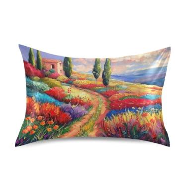 Imagem de Fronhas refrescantes impressão personalizada padrão queen king size fronha de cetim estética tamanho queen 76.2 cm x 50.8 cm pintura flores coloridas cenário