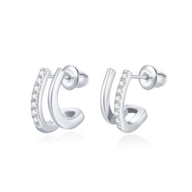 Imagem de Rhinelife Brincos de argola de ouro para mulheres, revestimento PVD dourado 18 quilates, hipoalergênico, joia moderna para o dia a dia, presente para ela, tamanho pequeno, médio e grande, Mini, Aço