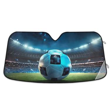 Imagem de Bola de futebol com bloqueador solar de carro de estádio brilhante, para-brisa, para-brisa para a maioria dos sedãs, SUV, caminhões, grandes
