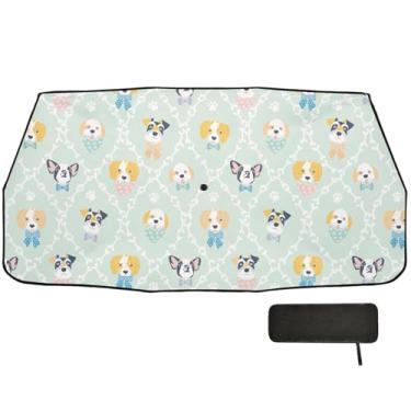 Imagem de Toldo de cachorro fofo para SUV, para-brisa dianteiro, capa completa de guarda-chuva de carro 147 x 75 cm, capa de janela para carro