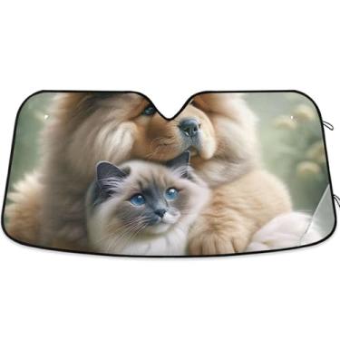 Imagem de Guarda-sol personalizado Chow Chow Cachorro Ragdoll Gato Carro Para-brisa Engraçado Dobrável Animal Automotivo Para-brisa Protetor Solar M, 139,7 cm x 70,1 cm