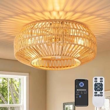Imagem de Oiotwo Ventiladores De Teto Tipo Gaiola Boho De 19 Polegadas Com Luzes, Ventilador De Teto De Perfil Baixo E Ventilador Fandelier Remoto Para Quarto, Sala De Estar, Sala De Jantar, Cozinha Interna,