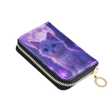 Imagem de Carteira feminina fofa de flor roxa de couro, 9 compartimentos para cartão de crédito e 2 compartimentos para dinheiro, zíper ao redor, carteira de dinheiro de viagem com bolso para moedas