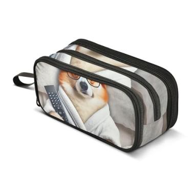 Imagem de Estojo de lápis com estampa de arte, estojo para lápis com zíper, adolescentes, meninas, meninos, faculdade, colégio, material de escritório, sacos de lápis de armazenamento engraçados para cães Corgi