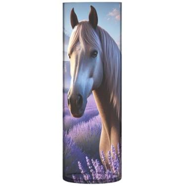 Imagem de Vaso de flores cilíndrico floral lavanda cavalo para mesa vaso de flores grande fofo personalizado decoração de quarto estética, 30 cm x 9,9 cm