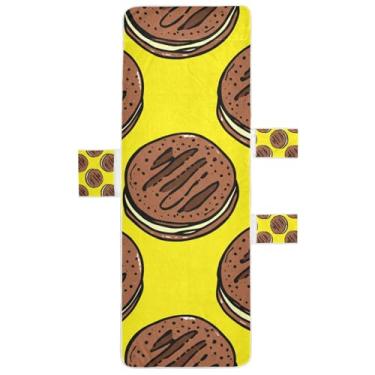 Imagem de Chocolate Cookies Yellow Chaise Lounge Cover Toalha de cadeira toalha de praia com bolso superior ajustado grande espreguiçadeira 85 x 76 centímetros