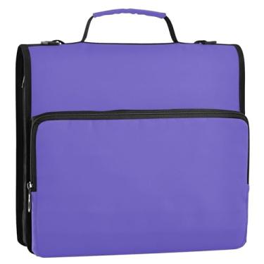 Imagem de Fichário organizador de zíper azul ardósia 3,8 cm fichários duráveis com alça bolsa escolar para o ensino médio, suporte para 500 folhas