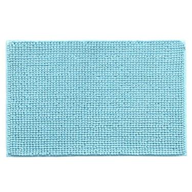 Imagem de SIWOTED Chenille Antiderrapante Absorvente de Água Tapete Antiderrapante Banheiro Sala de Estar (Blue Green)