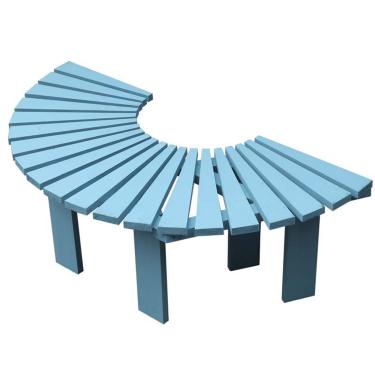 Imagem de Banco ao ar livre, banco de jardim, banco sem costas, banco de madeira para pátio, banco de jantar ao ar livre, banco natural curvo, para quintal, varanda, pátio, deck e entrada (azul)