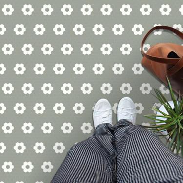 Imagem de MORCART Descasque e cole azulejo, piso de vinil impermeável, piso DIY para banheiro, cozinha, lareira, casa de animais de estimação, escadas, quartos, parede (20 peças, 20 x 20 cm, flores brancas +