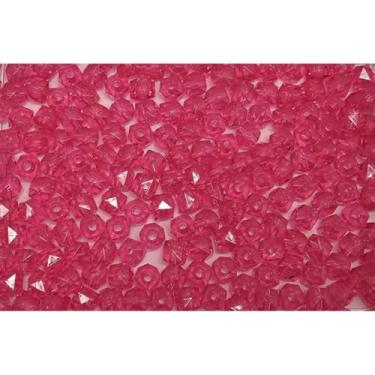 Imagem de Miçanga Cristal Acrílico 8mm Cubo Quadrado 500g Transparente para Artesanato e Bijuteria (Pink Escuro 109)