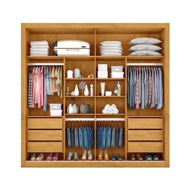 Imagem de Armário Casal Mademarques Sevilha 2 Portas Correr com Espelho Peroba/Off White