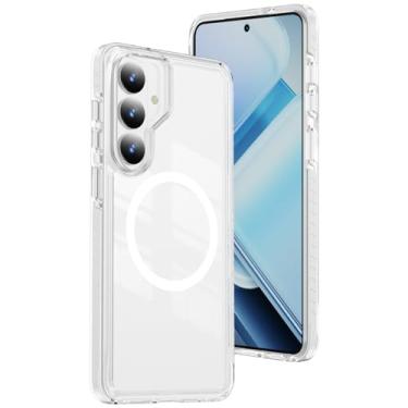 Imagem de DEERLAMN Capa magnética transparente para Samsung Galaxy S26 Plus, proteção contra quedas de grau militar, antiarranhões, transparente, ultrafina, não amarela, à prova de choque, branca
