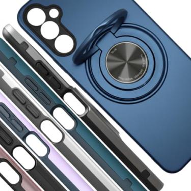 Imagem de Capa Galaxy A25 5G Capinha Celular Anti-Choque Anel Segurança Apoio 360° Case Smartphone Magnética Proteção Reforçada Interior Aveludado (Azul, Samsung Galaxy A25)